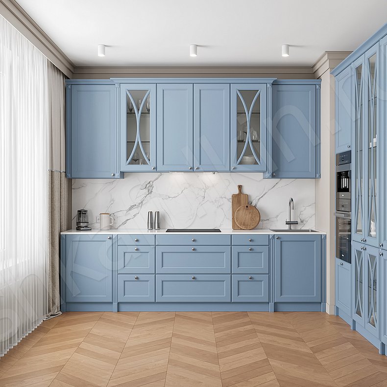 Изображение Кухня Люсия Цветной Серый Синий Светлые Неоклассика Для декора Для посуды 2