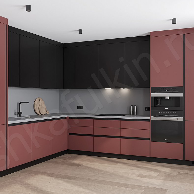 Изображение Кухня Фиеста Темные Красный Цветной Современный Для посуды 1