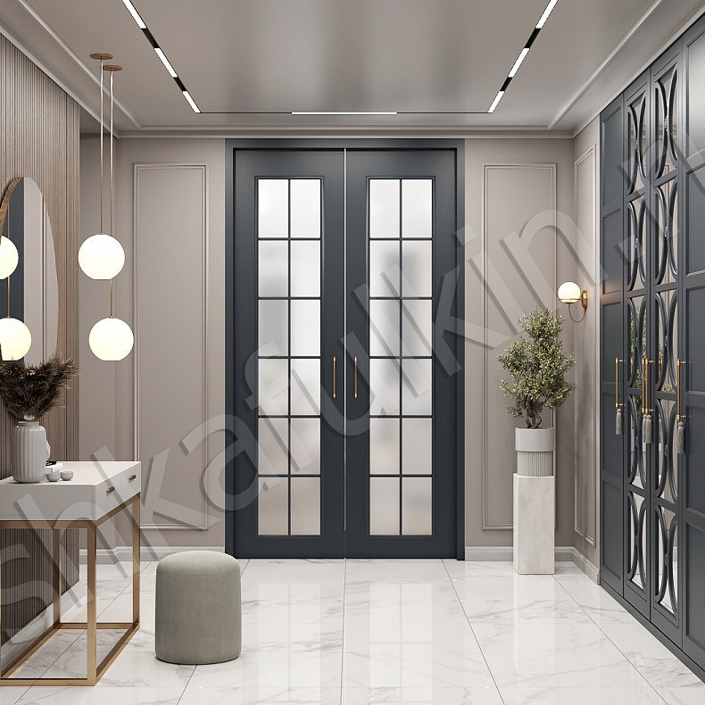 Изображение Встроенный шкаф Сантименто Темные Серый Неоклассика 4х створчатые Коридор Для вещей 3