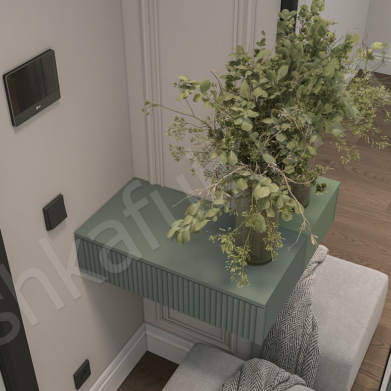 Шкаф-купе Скаволлини Цветной Коричневый Светлые Зеленый Неоклассика 3х створчатые Коридор Для вещей 7