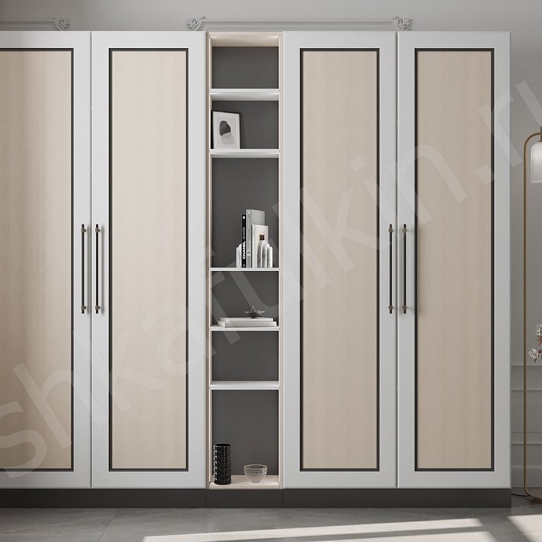 Изображение Шкаф Доминго Светлые Древесный Белый Современный 4х створчатые Гостиная Для вещей 3