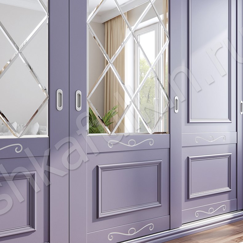 Корпусный шкаф-купе Валет Цветной Классика 4х створчатые Гостиная Для вещей 7