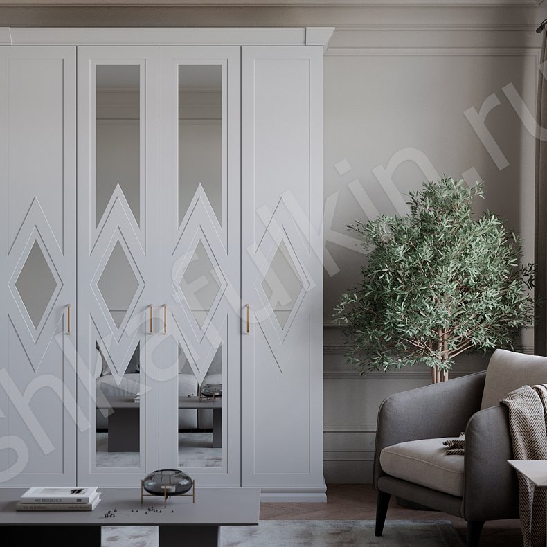 Изображение Гарнитур Синема Белый Светлые Современный 4х створчатые Гостиная Для вещей 1