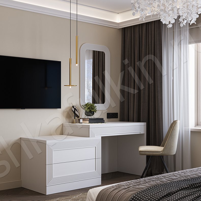 Изображение Гарнитур Эврика Белый Светлые Классика 4х створчатые Спальня Для белья Для вещей 7