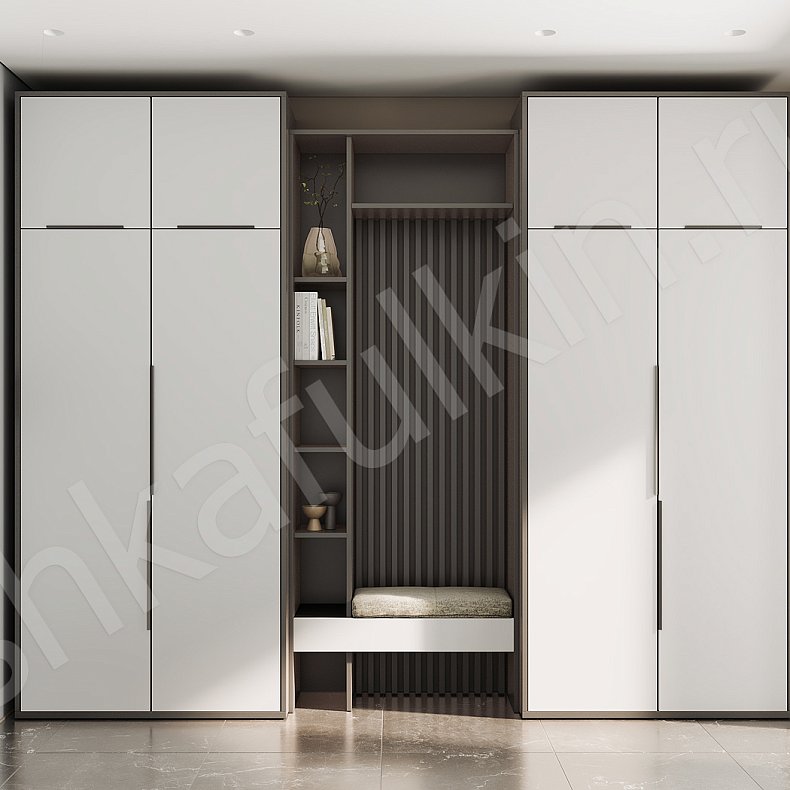 Изображение Прихожая Ларри Черный Белый Древесный Коричневый Серый Светлые Темные Минимализм 4х створчатые Прихожая Для вещей 4