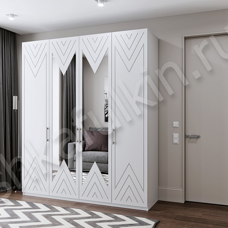 Шкаф Вигвам Белый Светлые Современный 4х створчатые Гостиная Для вещей