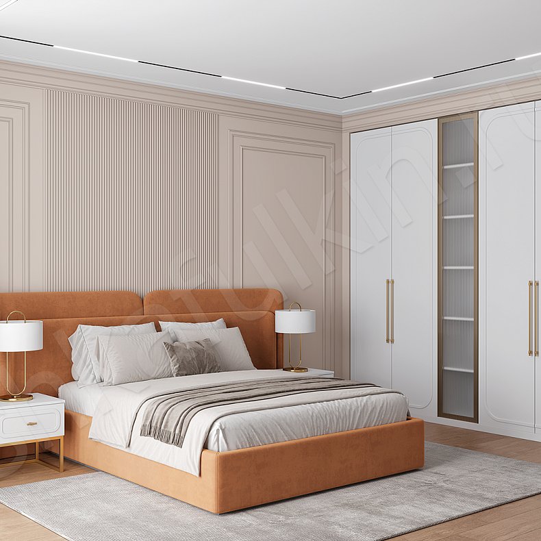 Изображение Гарнитур Мираж Белый Цветной Синий Светлые Неоклассика 5и створчатые Спальня Для вещей 11