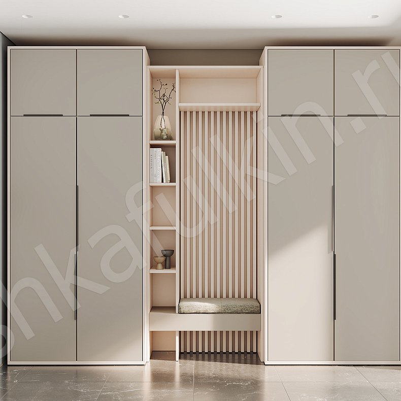 Изображение Прихожая Ларри Черный Белый Древесный Коричневый Серый Светлые Темные Минимализм 4х створчатые Прихожая Для вещей 1