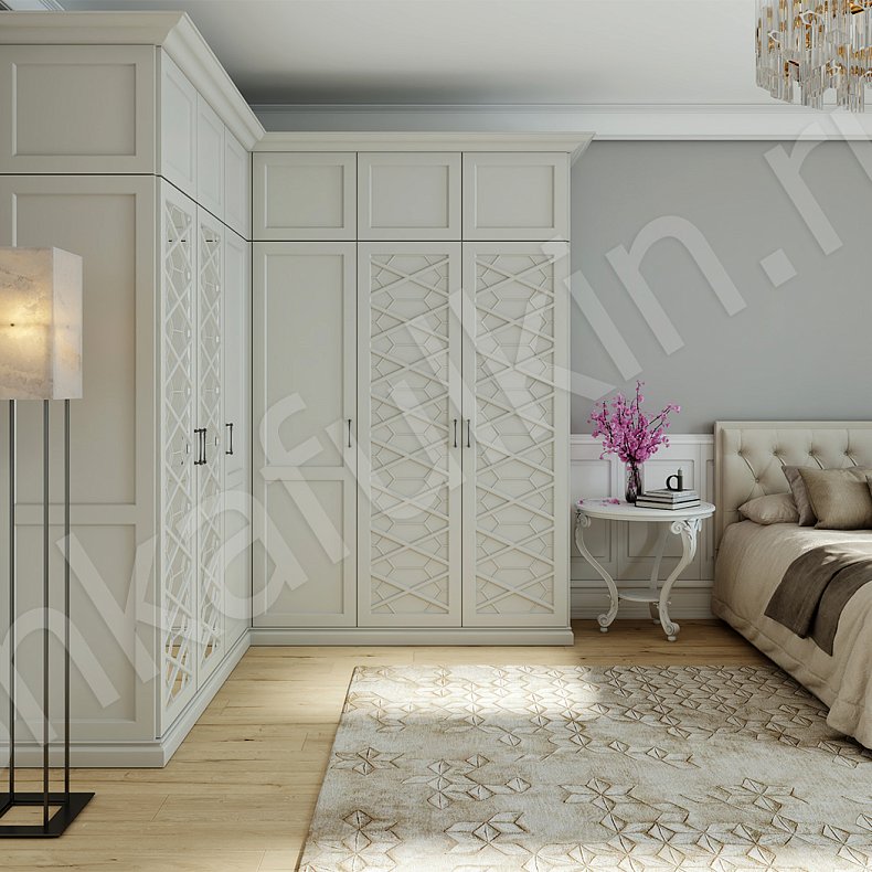 Угловой шкаф Бенедикт Белый Светлые Классика 6и створчатые Спальня Для вещей 1