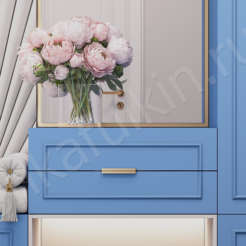 Прихожая Маура Цветной Синий Светлые Неоклассика 2х створчатые Прихожая Для вещей 3