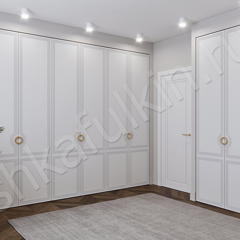 Встроенный шкаф Севилья Белый Светлые Неоклассика 6и створчатые Гостиная Для вещей