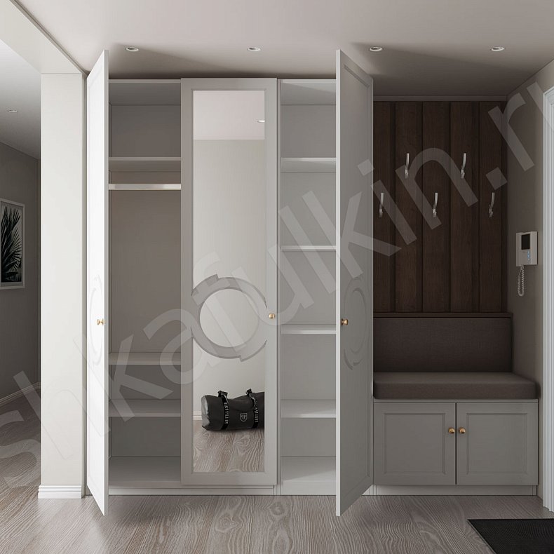 Прихожая Монтерри Светлые Белый Неоклассика 3х створчатые Прихожая Для вещей 4