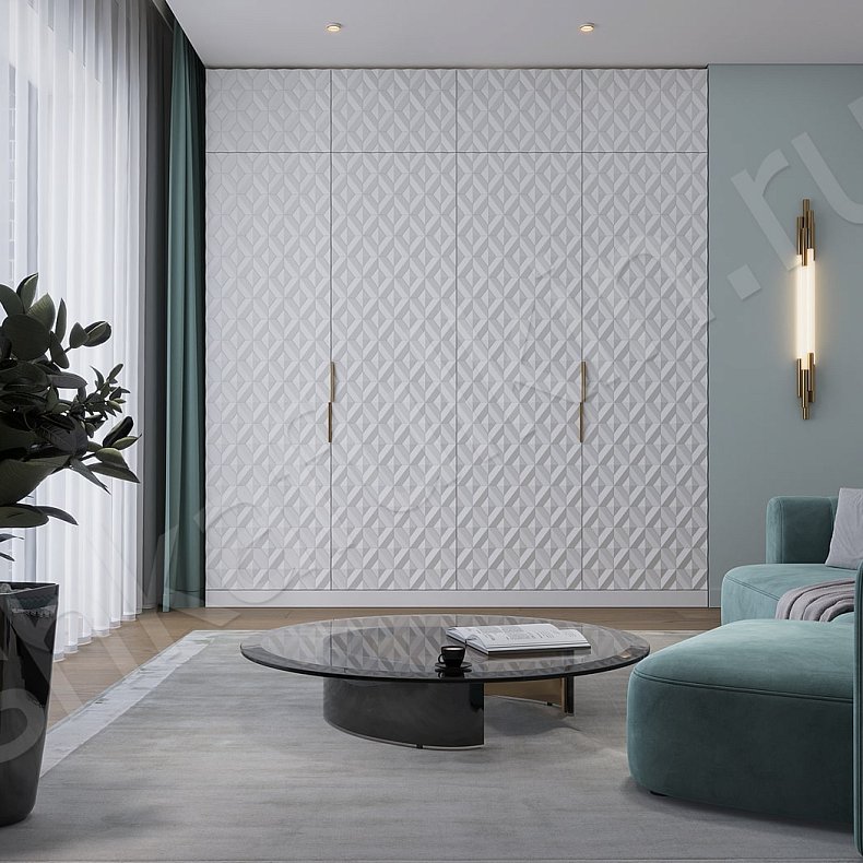 Изображение Шкаф Эльма Белый Светлые Неоклассика 4х створчатые Гостиная Для вещей 1