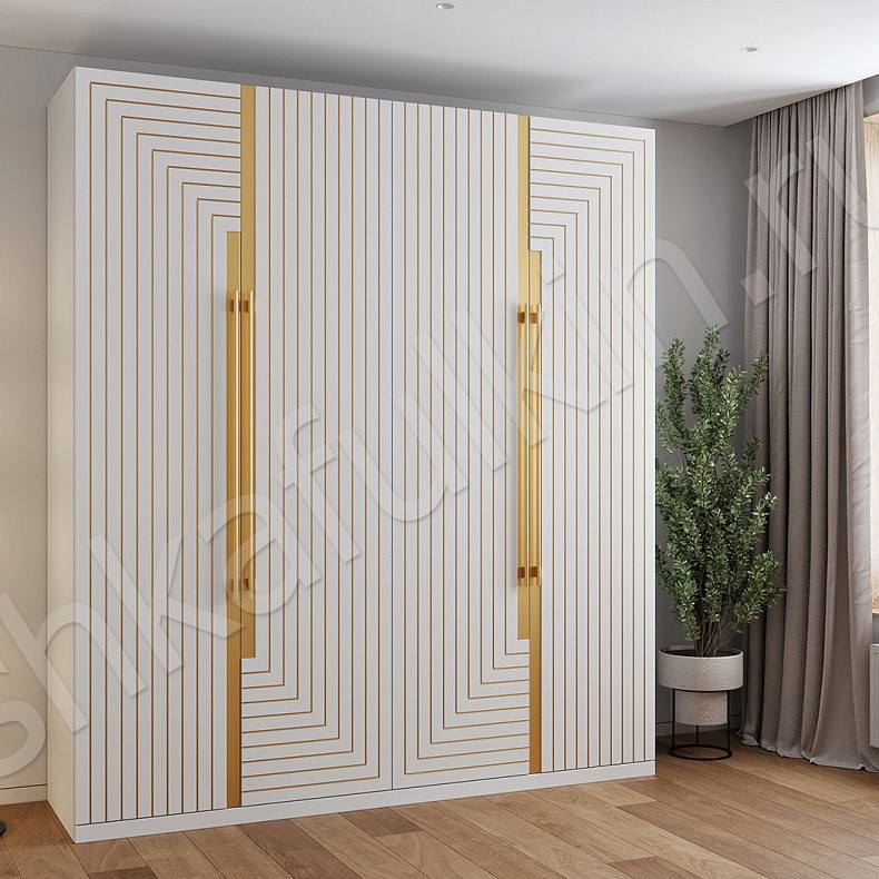 Шкаф Болеро Белый Черный Золото Модерн 4х створчатые Гостиная Для вещей 2