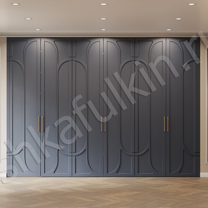 Шкаф Бернард Темные Серый Неоклассика 6и створчатые Коридор Для вещей