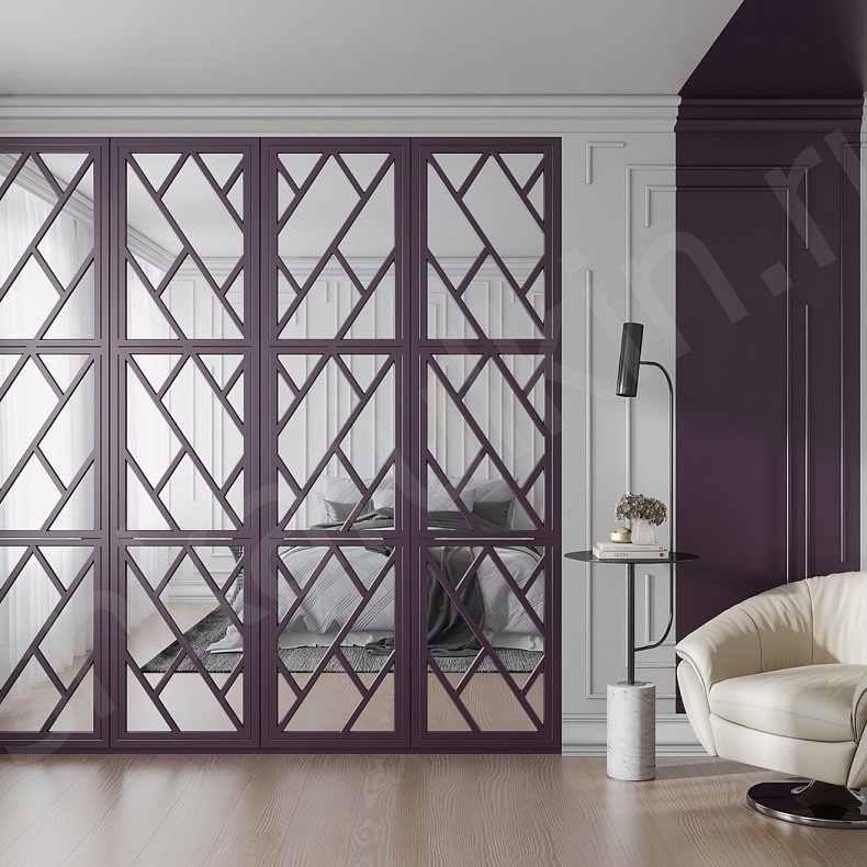 Изображение Шкаф Эверест Цветной Розовый Темные Современный 4х створчатые Спальня Для вещей 1