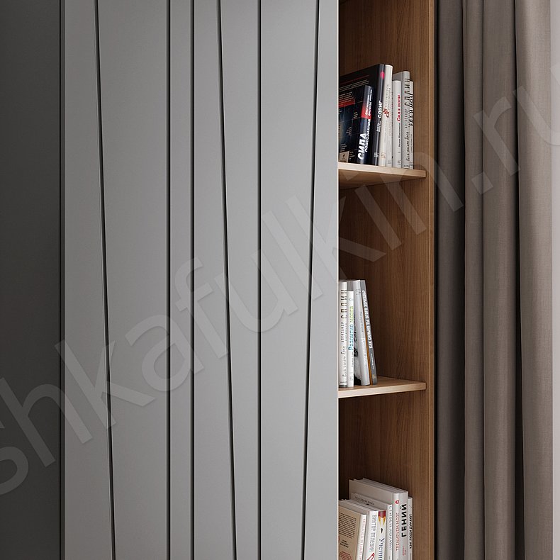 Изображение Стенка Ванесса Древесный Темные Серый Современный Гостиная Для книг Для декора Под ТВ 3
