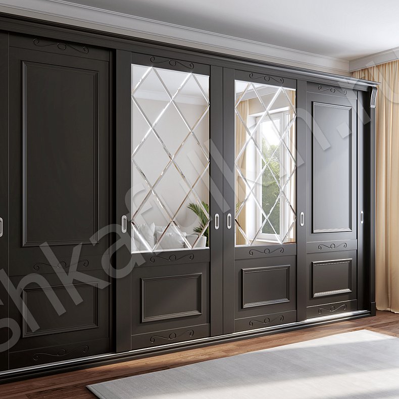 Корпусный шкаф-купе Валет Цветной Классика 4х створчатые Гостиная Для вещей 1