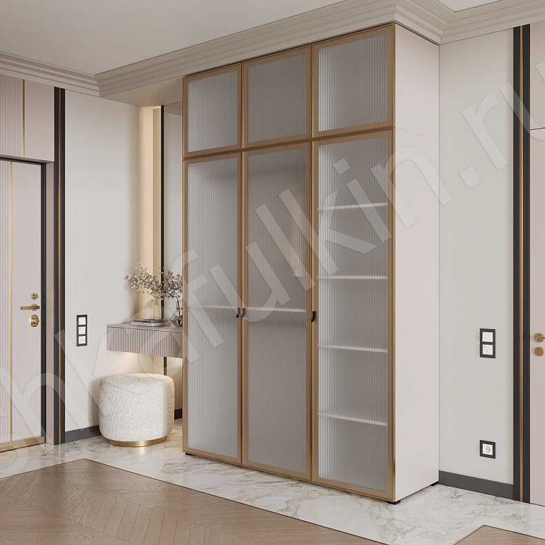 Прихожая Каспер Светлые Золото Белый Современный 3х створчатые Прихожая Для вещей 1