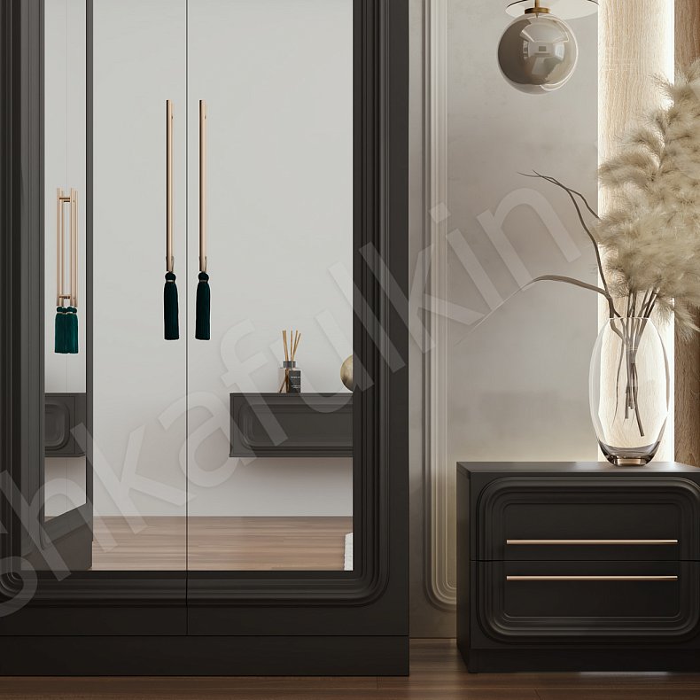 Угловой шкаф Санмарино Черный Темные Неоклассика 6и створчатые Спальня Для вещей 5