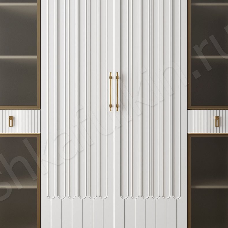 Шкаф Антариус Светлые Белый Современный 6и створчатые Гостиная Для вещей Для декора Для белья 3