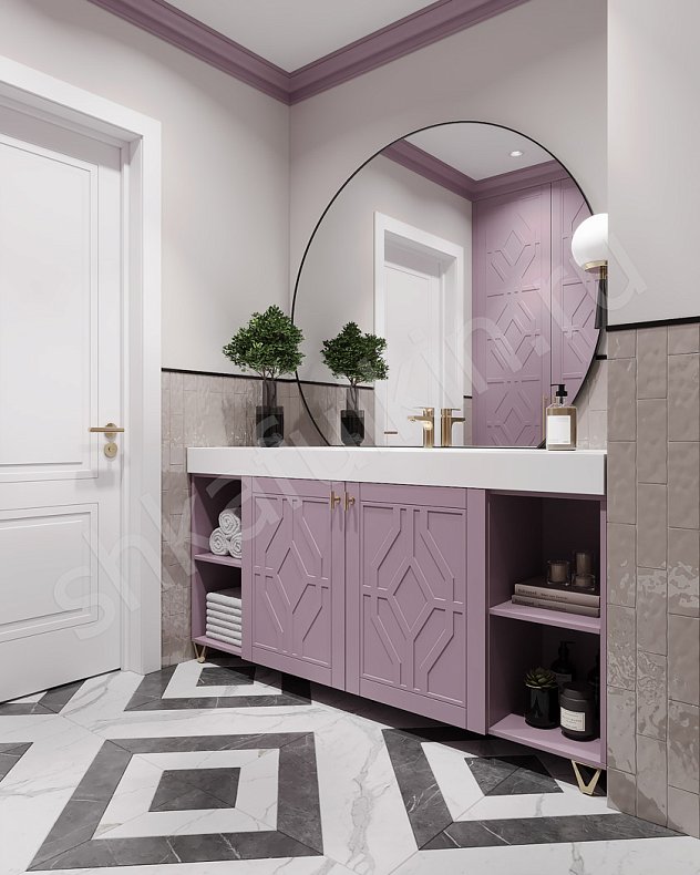 Изображение Мебель в ванную Ореанда Светлые Розовый Цветной Неоклассика Для вещей 3