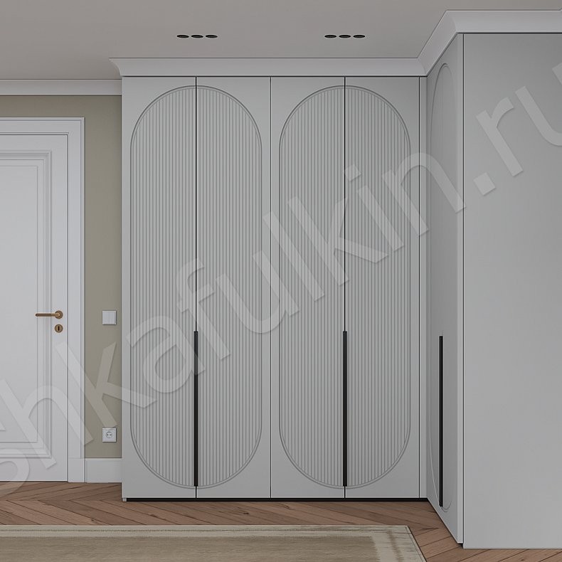 Изображение Угловой шкаф Скаволлини Светлые Серый Неоклассика 6и створчатые Спальня Для вещей 1