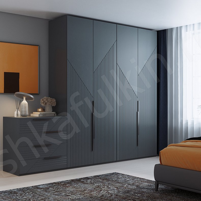 Изображение Гарнитур Фигаро Белый Светлые Серый Модерн 4х створчатые Спальня Для вещей 4