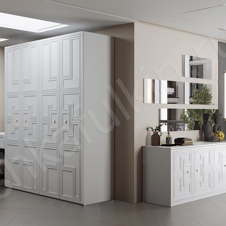 Прихожая Страдивари Белый Светлые Неоклассика 4х створчатые Прихожая Для вещей 1