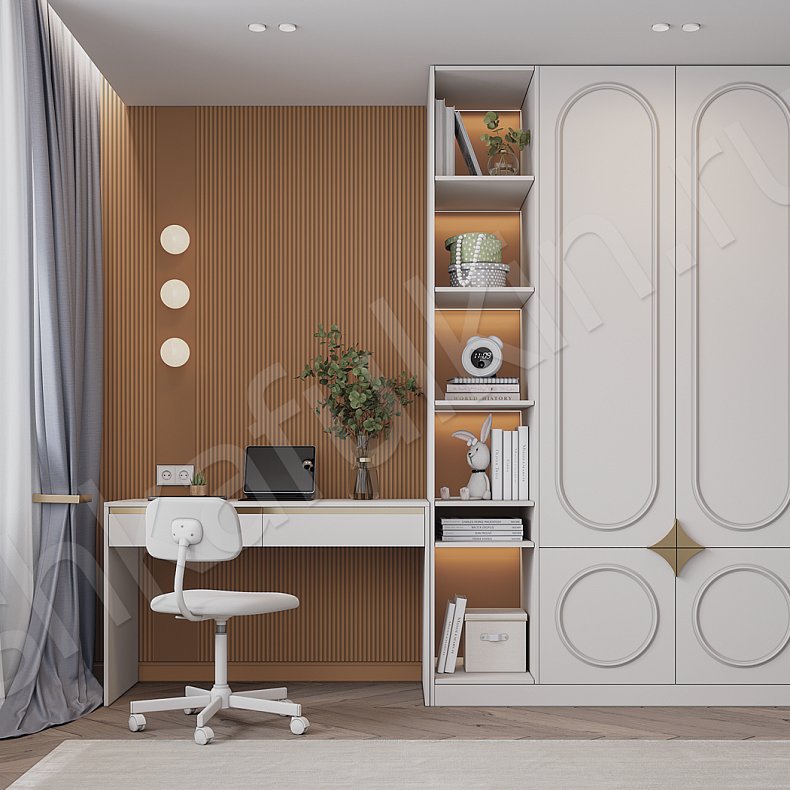 Изображение Детская Вивиан Белый Неоклассика 2х створчатые Детская Для вещей Для книг 1