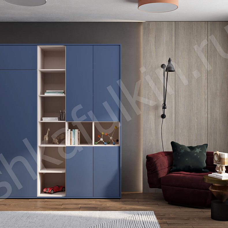 Шкаф Аморе Серый Белый Черный Цветной Синий Темные Минимализм 3х створчатые Гостиная Для книг Для декора Для вещей