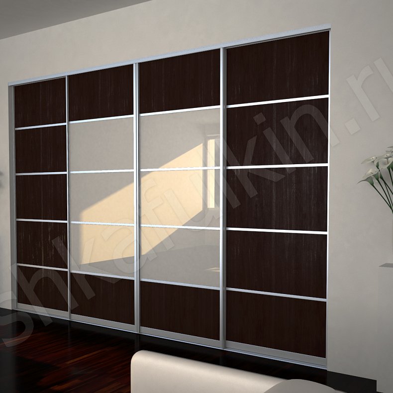 Изображение Встроенный шкаф-купе Стефано Черный Хай-тек 4х створчатые Гостиная Для вещей 3