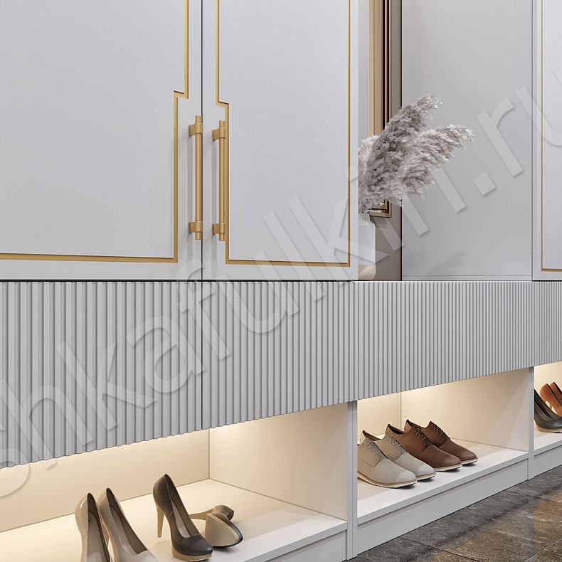 Изображение Прихожая Нео Золото Синий Цветной Белый Неоклассика 4х створчатые Прихожая Для вещей 5