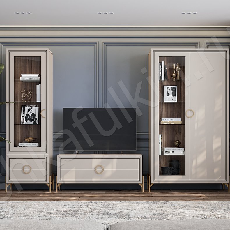 Стенка Маркиза Зеленый Светлые Синий Коричневый Цветной Белый Неоклассика 2х створчатые Гостиная Под ТВ Для декора Для книг