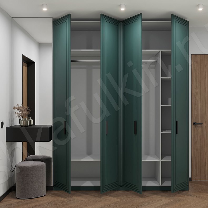 Прихожая Фортадо Зеленый Темные Современный 4х створчатые Прихожая Для вещей 3