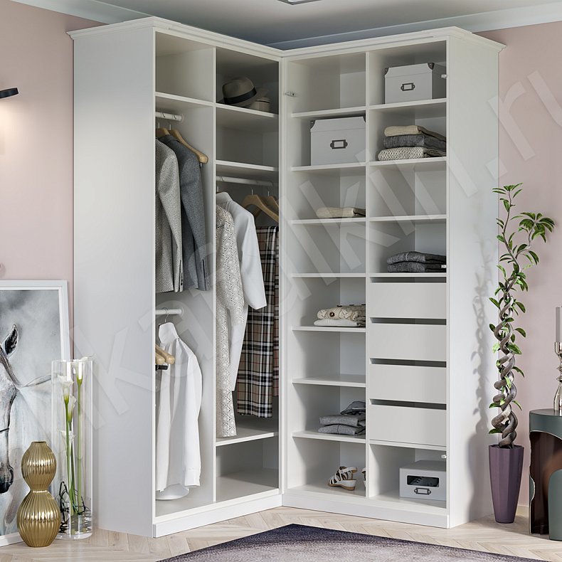 Угловой шкаф Агава Белый Классика 4х створчатые Спальня Для вещей 3