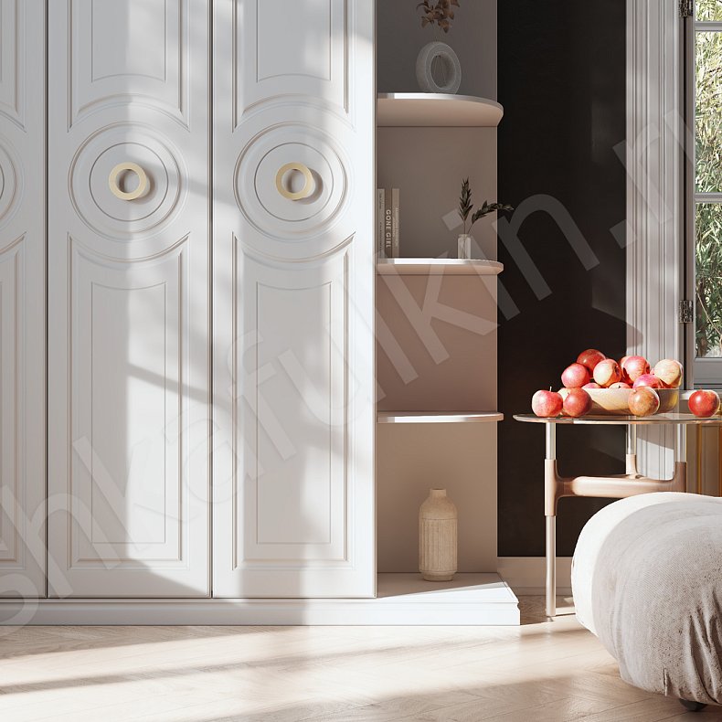 Шкаф Энигма Белый Неоклассика 4х створчатые Гостиная Для вещей 3