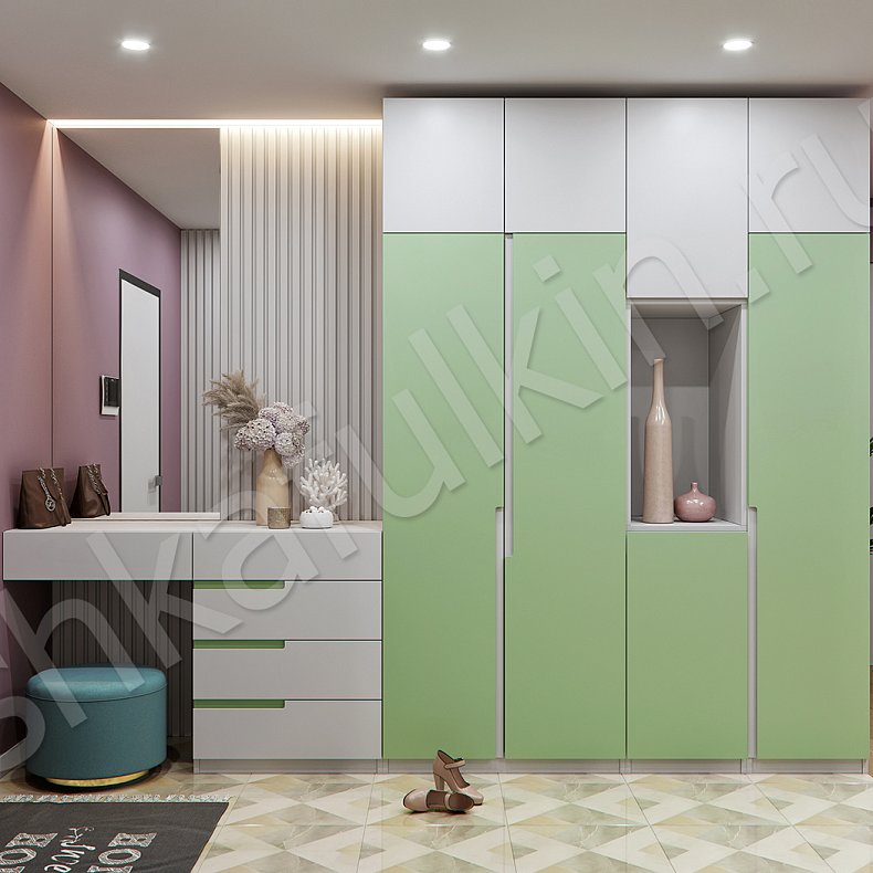 Прихожая Травиата Белый Цветной Минимализм 4х створчатые Прихожая Для вещей 3