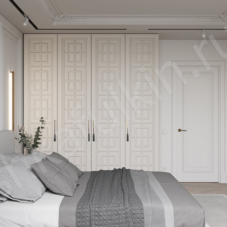Шкаф Антида Белый Неоклассика 4х створчатые Спальня Для вещей 2