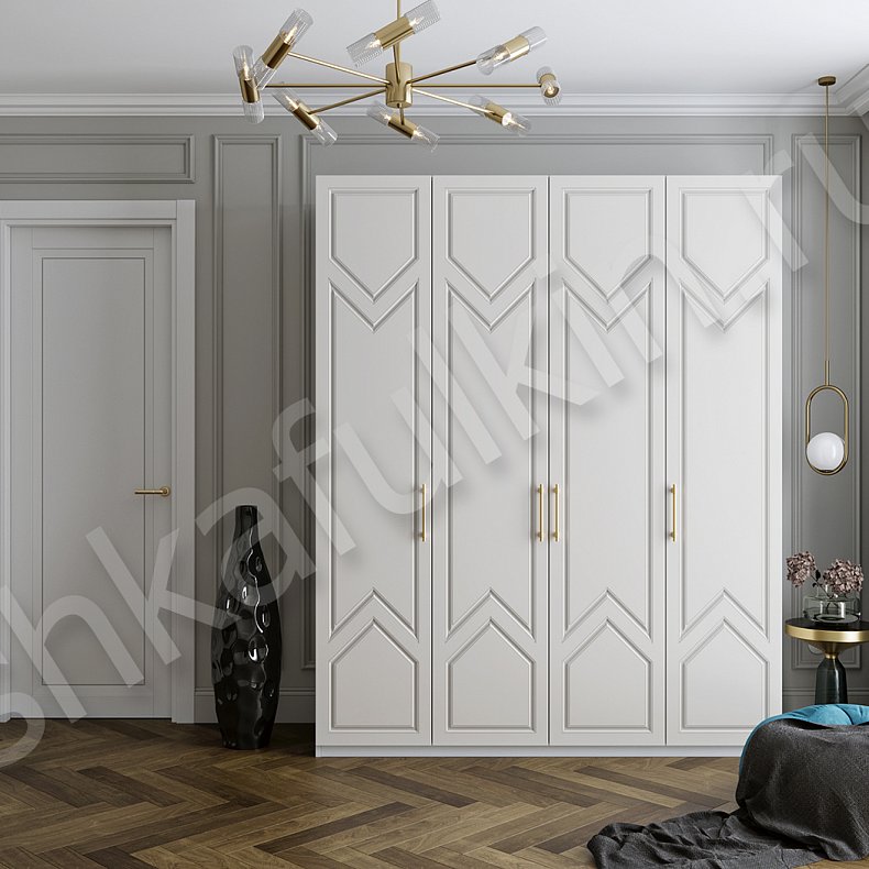 Изображение Шкаф Квинни Белый Цветной Синий Светлые Темные Неоклассика 4х створчатые Гостиная Для вещей 3