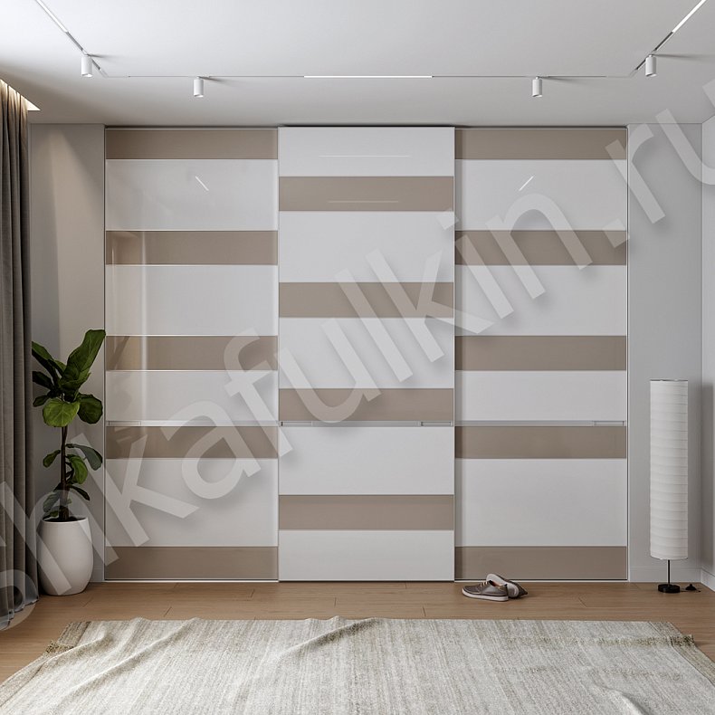 Встраиваемый шкаф-купе Бримнэс Коричневый Светлые Серый Современный 3х створчатые Спальня Для вещей 3