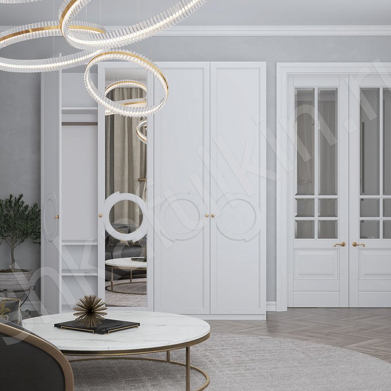 Изображение Шкаф Монтерри Белый Светлые Неоклассика 4х створчатые Гостиная Для вещей 2