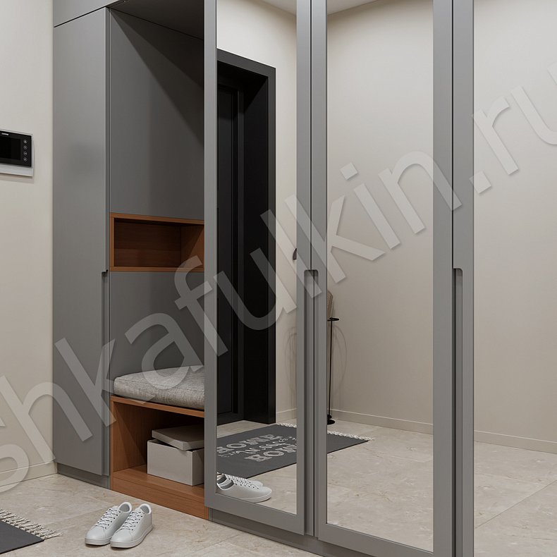 Прихожая Теона Светлые Древесный Серый Хай-тек 5и створчатые Прихожая Для вещей 1