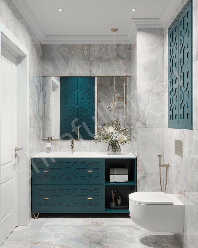 Мебель в ванную Барби Темные Синий Цветной Неоклассика   Для вещей