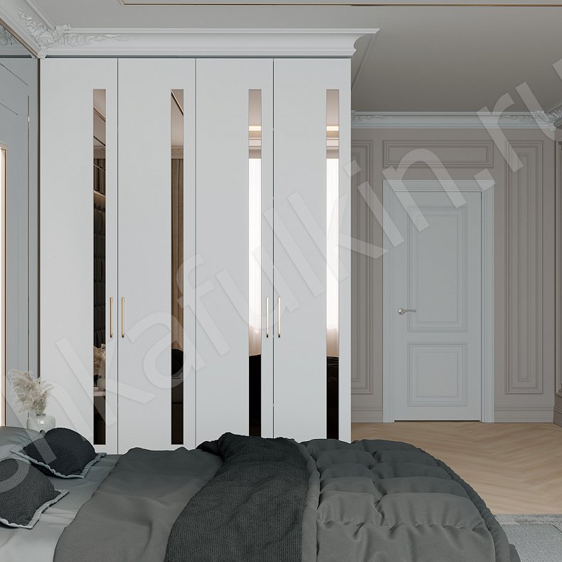 Шкаф Арнольд Светлые Белый Современный 4х створчатые Спальня Для вещей 1