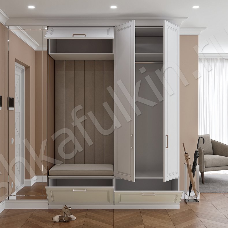 Прихожая Алиана Белый Светлые Классика 2х створчатые Прихожая Для вещей 2