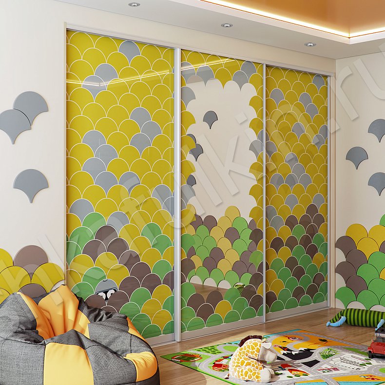 Изображение Селфи-шкаф Бендер Цветной Светлые Зеленый Современный 3х створчатые Детская Для вещей 1