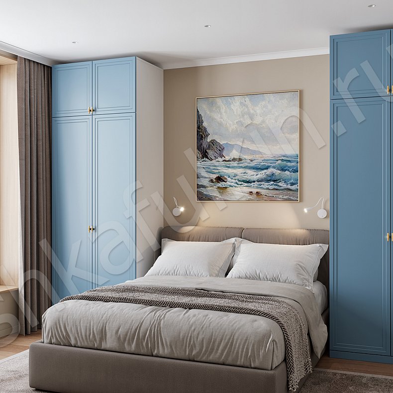 Шкаф Анкона Синий Неоклассика 4х створчатые Спальня Для вещей
