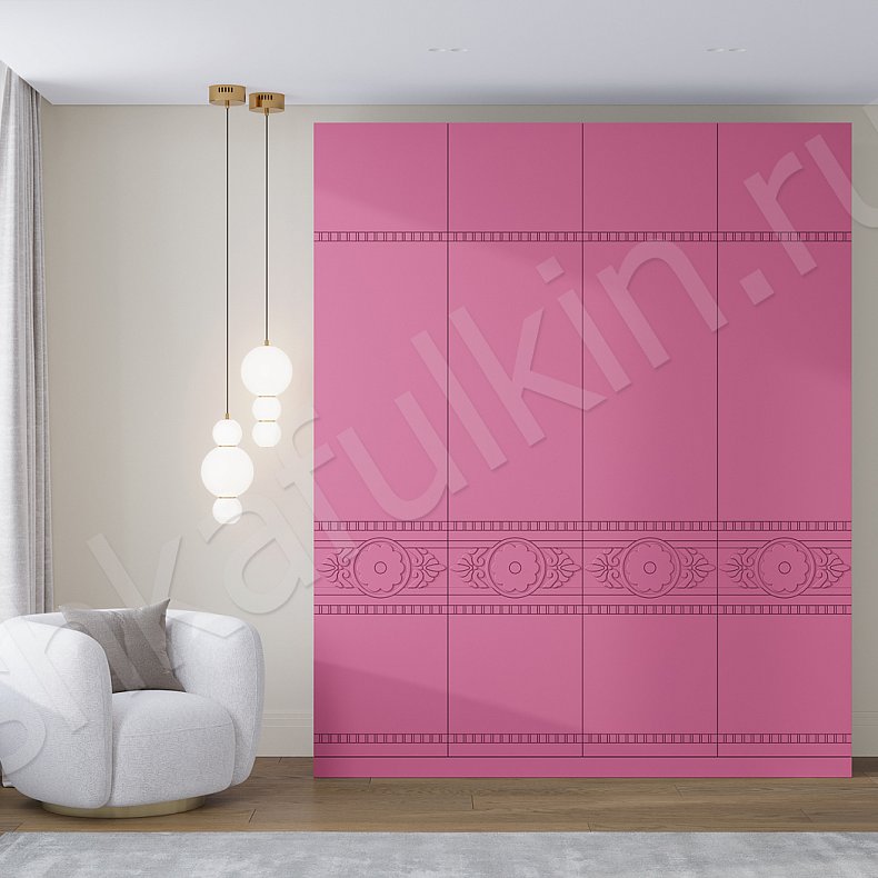 Изображение Шкаф Денница Зеленый Светлые Синий Розовый Красный Цветной Этнический 4х створчатые Гостиная Для вещей Для белья 3