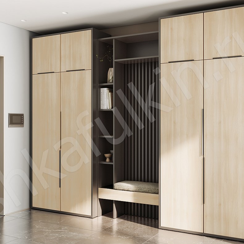 Изображение Прихожая Ларри Черный Белый Древесный Коричневый Серый Светлые Темные Минимализм 4х створчатые Прихожая Для вещей 7